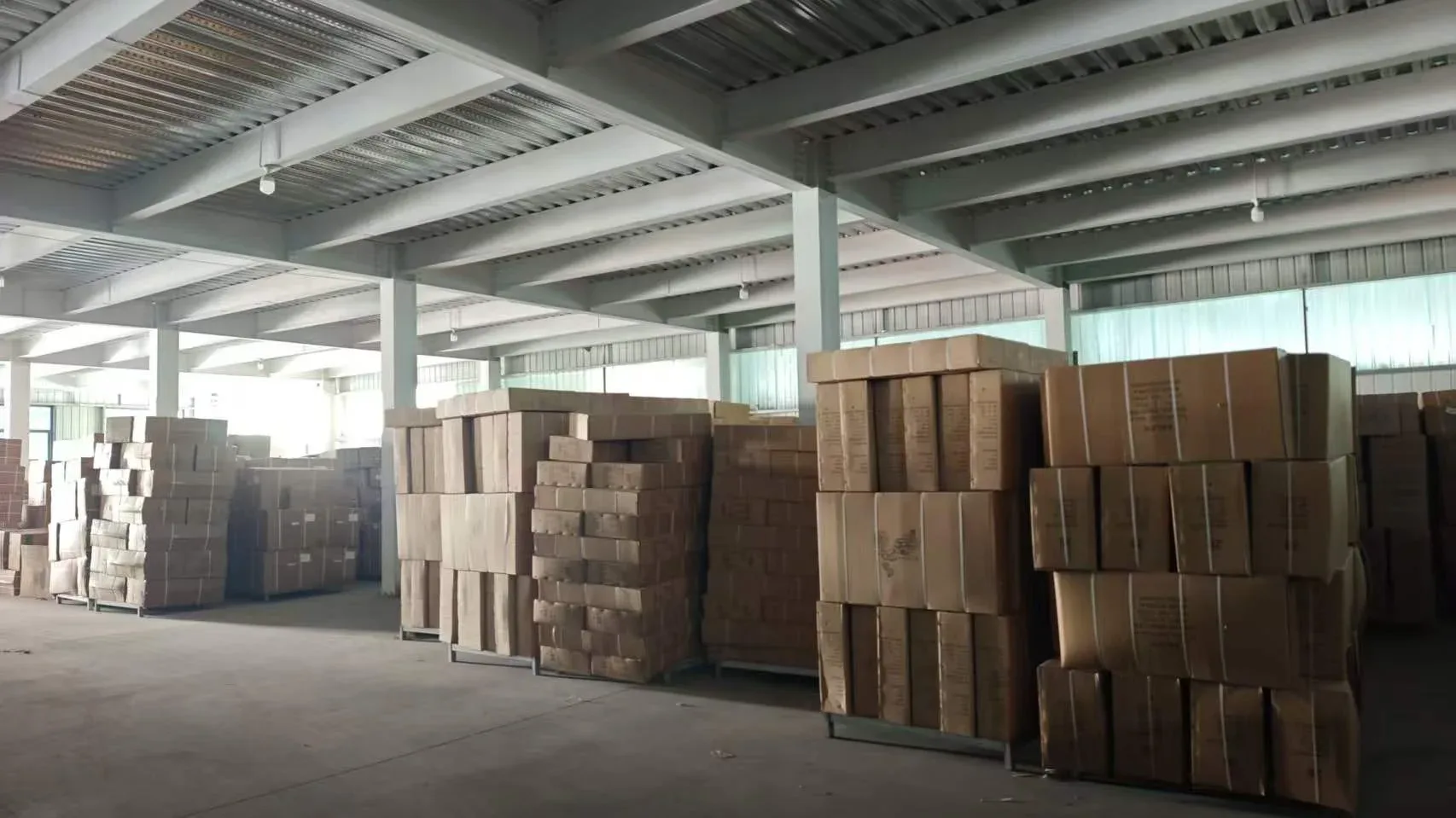 Cartons arranged in the warehouse